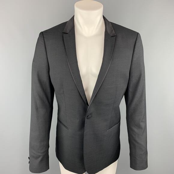 THE KOOPLES Chest Size 42 Nailhead Black Wool Peak Lapel Sport Coat - Picture 1 of 6